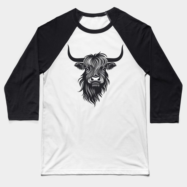 Highland Cow Baseball T-Shirt by TooplesArt